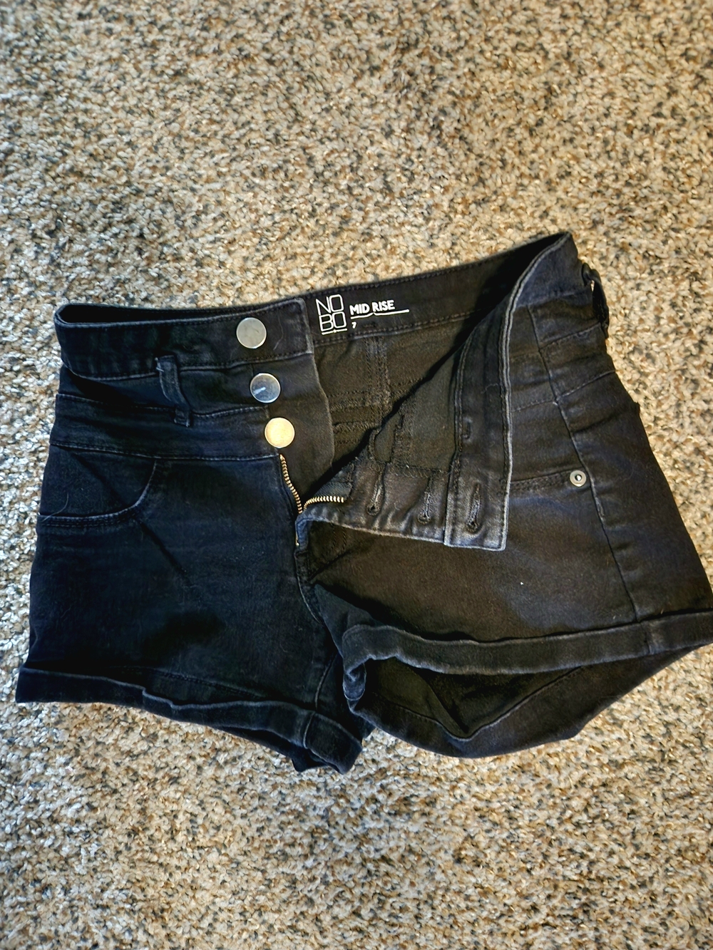 No Boundaries Black High-Rise Triple-Button Denim Shorts